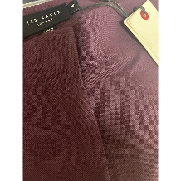 Ted Baker London Cuffed Trouser Kclarat Pants Size 4/10 Deep Purple NO BELT New - Picture 8 of 14